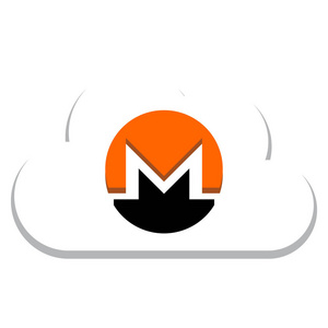 在白色背景上孤立的云上的 Monero 图标