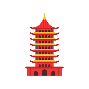 卡通多层塔.佛教寺庙.古老的建筑理念.中国文化的象征.
