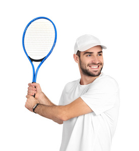 网球拍的男人