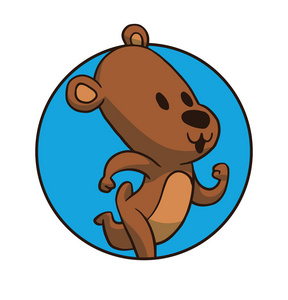 玩具熊运行奔跑动物, 圆的框架与逗人喜爱的棕色熊照片