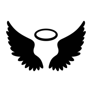 白色背景上的天使翅膀符号照片