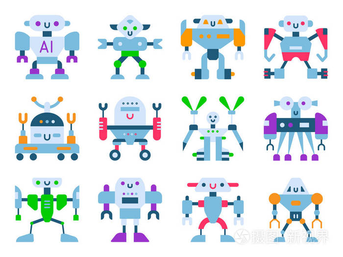 机器人矢量卡通机器人孩子玩具可爱的字符怪物或变压器机器人机械转换