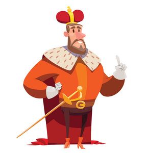 滑稽的大国王与褐色头发和胡子照片