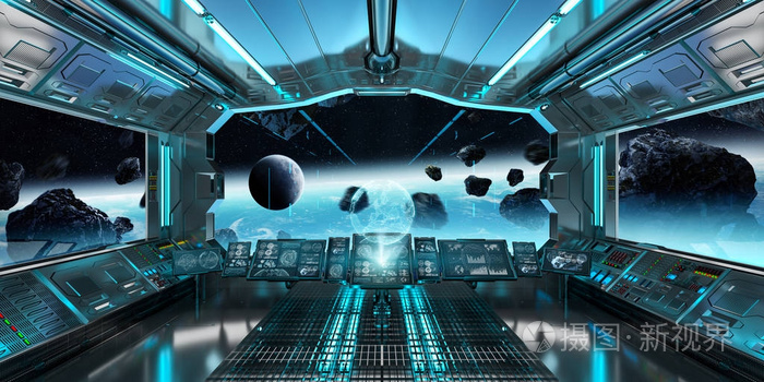 视图在这个星球上飞船内部地球3d渲染el