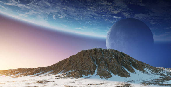 空间中的外行星3d 渲染这个图像的元素 furnishe