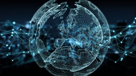 连接系统全球世界观3d 渲染