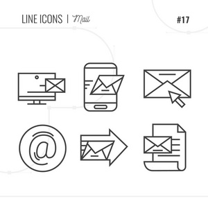邮件信封按摩隔离对象的线条图标。行 ico