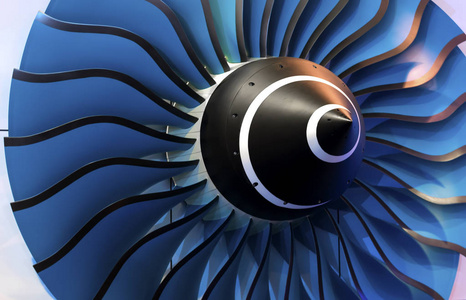 电子叶片涡轮叶片.蓝色的光照片