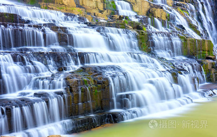 秋天初冬的下午,水流过岩石,为最美丽的水线高地创造了壮观的美景