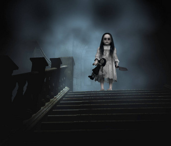 万圣节概念恐怖鬼孩子插画