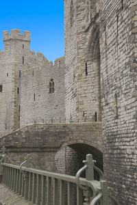 进入英国威尔士的卡纳芬城堡。
