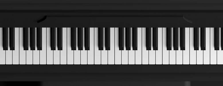 钢琴钥匙顶视图, 横幅.3d 插图照片