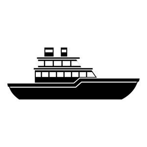 游艇海洋图标, 简单的黑色风格