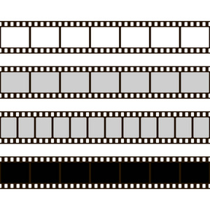 薄膜带套。照相机的胶片收集。电影院框架。矢量插图。白色背景的阴性模板
