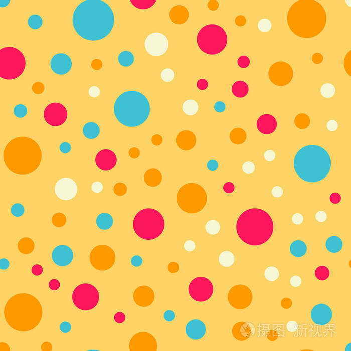 五颜六色的圆点无缝图案在明亮的18背景磁性经典彩色波尔卡圆点