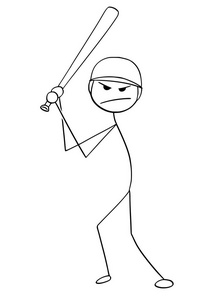 男棒球运动员击球手卡通