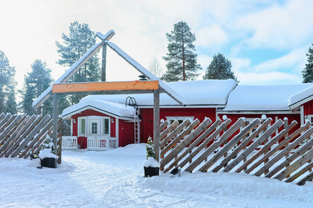 罗瓦涅米芬兰拉普兰冬季驯鹿农场的房子