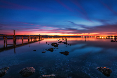 日落湖 hdr 图像