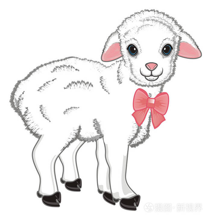 有大蝴蝶结的小羊羔