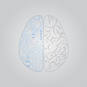 数字人脑。 创造性的大脑概念背景。 人工智能概念。 科学插图