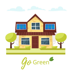 带太阳能电池板的生态住宅