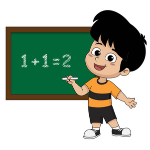 活动课堂卡通孩子在课堂上学习数学照片