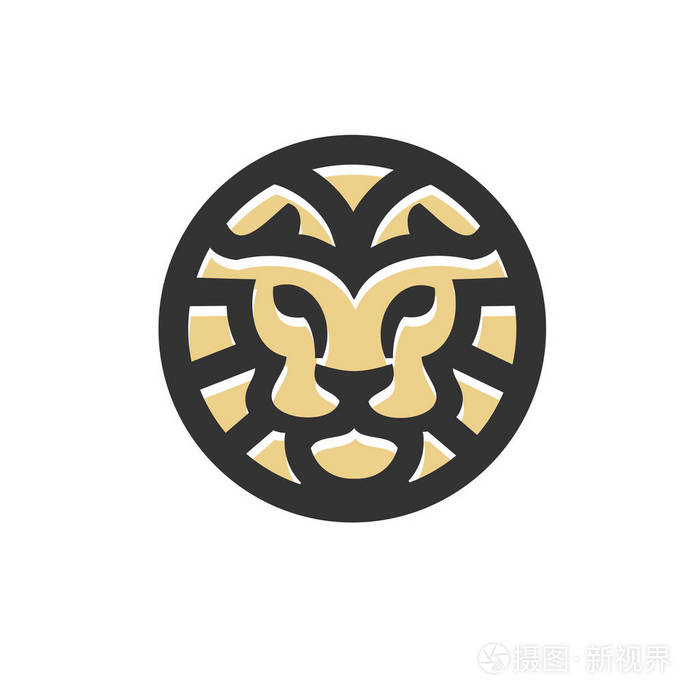 狮子头圈大胆线平面风格商业公司标志创意最佳圈狮子头现代标志