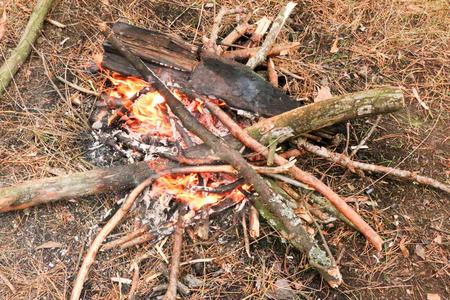 燃烧的木柴在壁炉特写