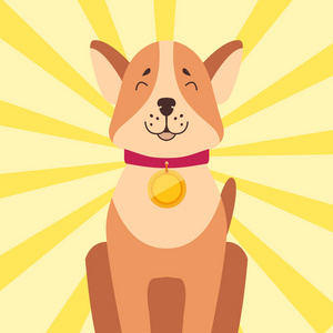 同道高志同道合的秋田犬, 颈部有金牌插画