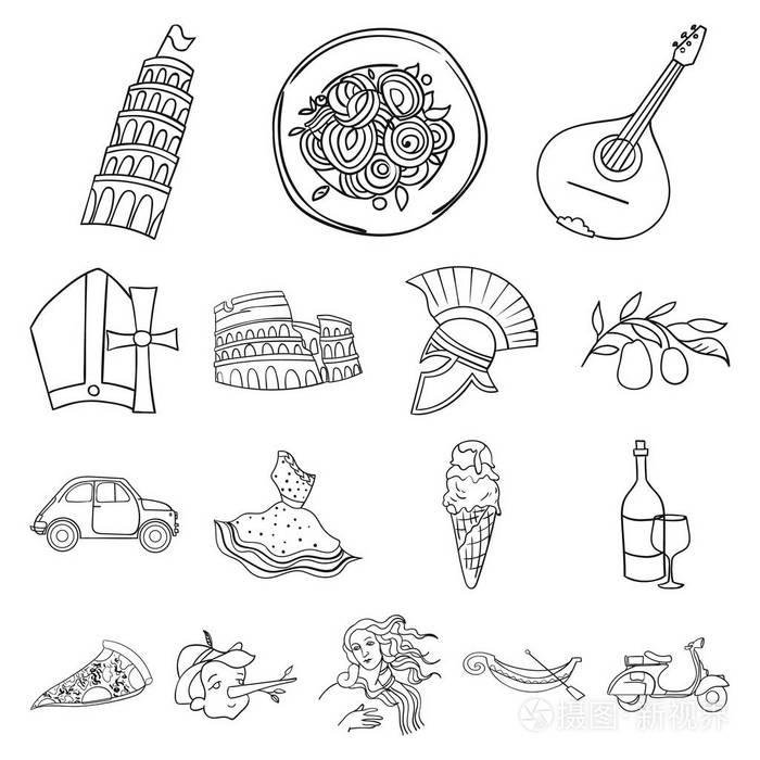 意大利和标志性的矢量股票网站插图插画-正版商用图片10lcrj-摄图新