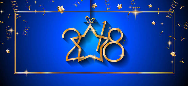 2018年新年快乐背景为您的季节性传单和问候卡或圣诞主题邀请函