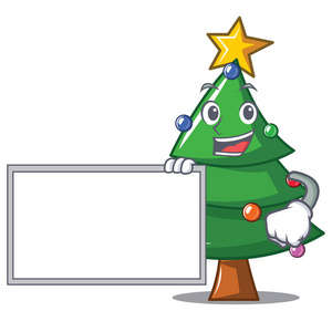 与板圣诞节树字符卡通图片