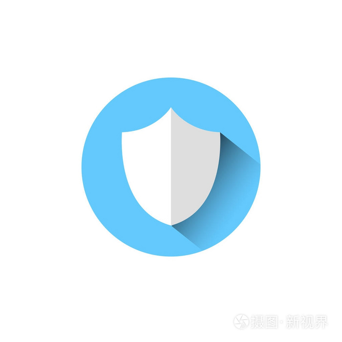 盾牌图标蓝色一轮白色背景保护和安全概念