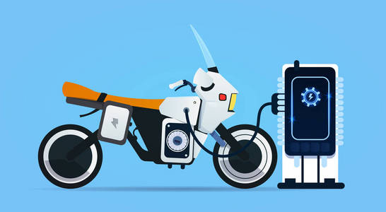 混合动力汽车充电站现代摩托车概念