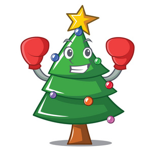 拳击圣诞树人物卡通