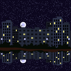 夜晚城市图片城市里繁星满天的夜晚.矢量插图照片