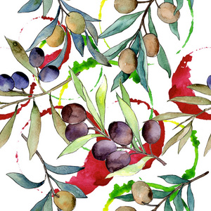 水彩风格的橄榄树图案照片