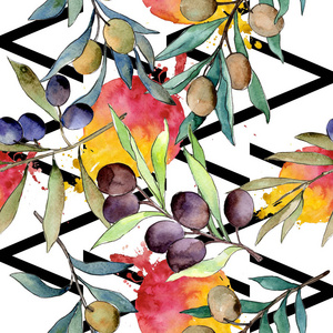 1664水彩风格的橄榄树图案摄影图