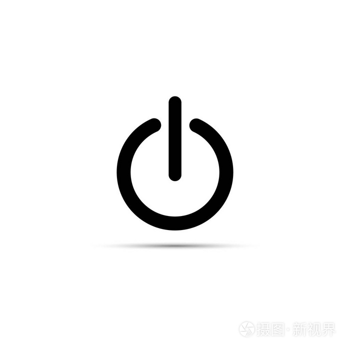 黑色电源符号图标的矢量插图平面设计风格