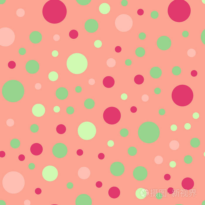 六色的波尔卡点无缝模式在明亮的20背景难以置信的经典彩色波尔卡圆点