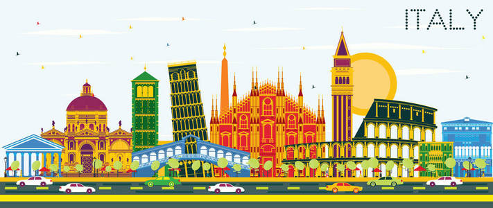 意大利城市天际线与颜色地标照片