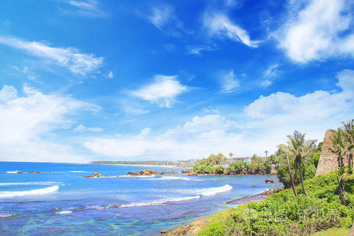 斯里兰卡堡城墙附近海湾的美丽景色