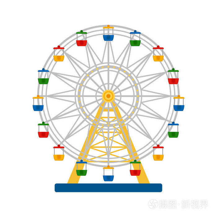 彩色摩天轮白色背景, 矢量插图插画-正版商用图片10mb8f-摄图新视界