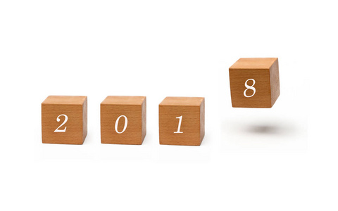 新年2018即将来临新年快乐 2018木立方体 floa