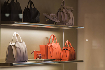 奢侈品店巴黎一家商店里的奢侈品女包照片