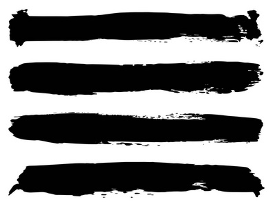 艺术粗糙的黑色油漆手制作创意笔划设置隔离在白色背景