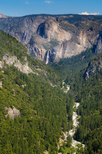 观约塞米蒂国家公园，它的瀑布和溪流