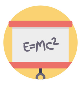 s energy formula written on white board, flat vector icon