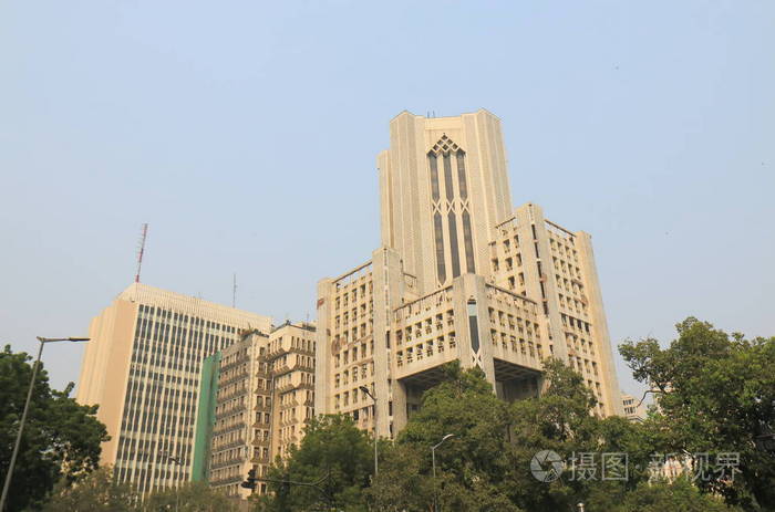 新德里市中心的现代办公楼建筑城市景观