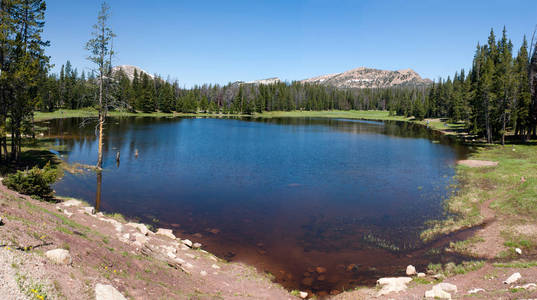 在犹他州公园城市之上的小湖的全景